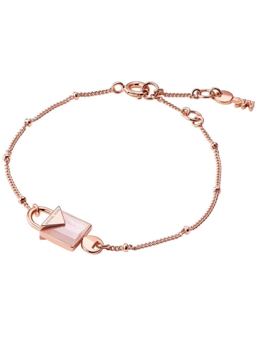 MK Michael Kors 14ct Rose Gold Plated Sterling Silver Quartz Lock Bracelet